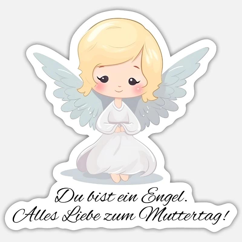 Du bist ein Engel spruch - Muttertags Geschenk Sticker Größe S (10 x 10 cm)