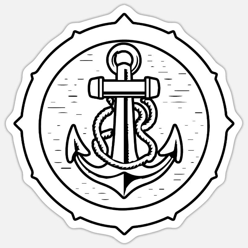 Anker Boot Schiff Nautik - Sticker Größe S (10 x 10 cm) - Mattweiß