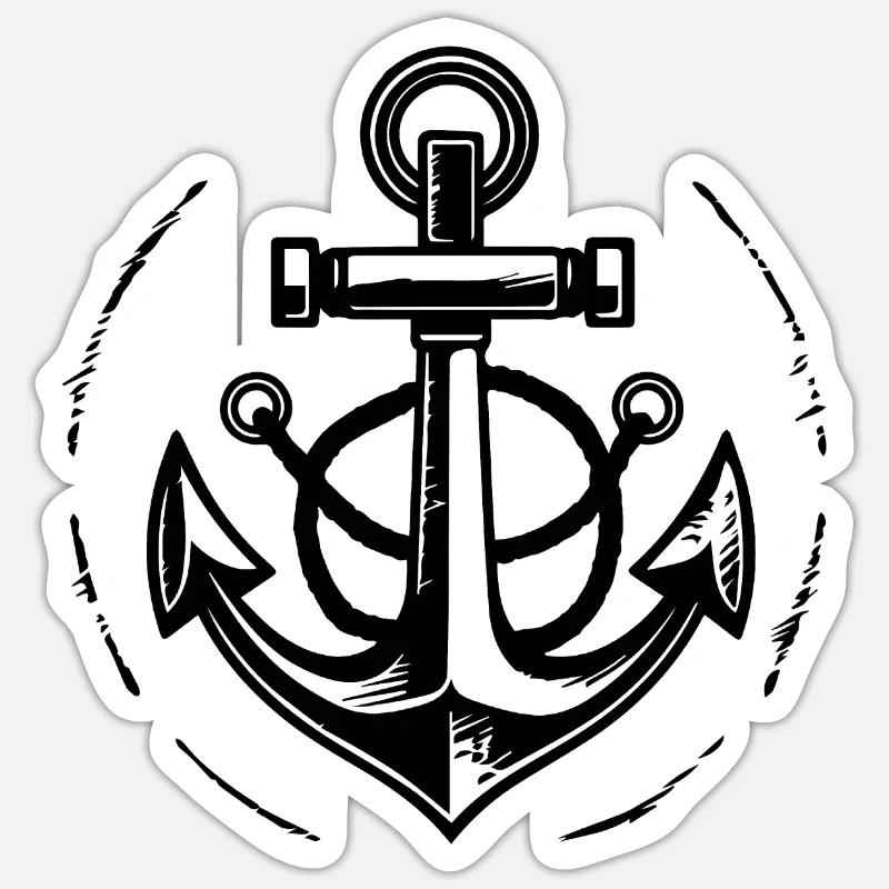 Anker Boot Schiff Nautik - Sticker Größe S (10 x 10 cm) - Mattweiß