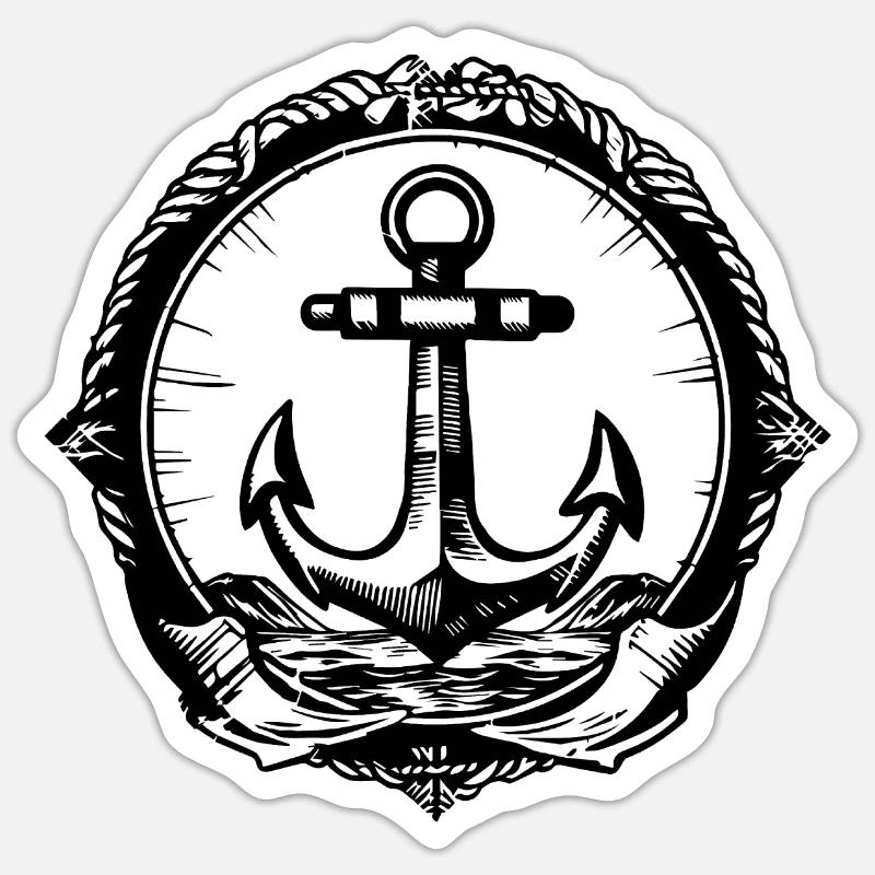 Bateau d’ancre Navire Nautique - Sticker taille S (10 x 10 cm) - blanc mat