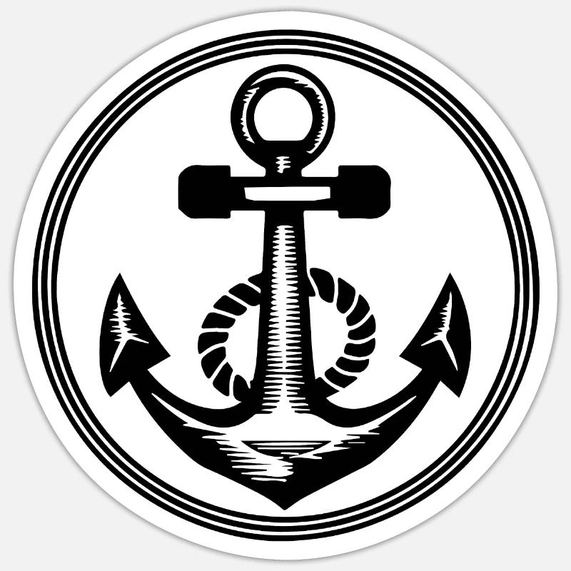 Anker Boot Schiff Nautik - Sticker Größe S (10 x 10 cm) - Mattweiß