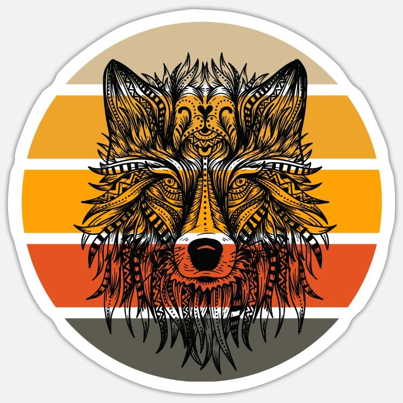 Wolf Sunset Head Sticker size S (10 x 10 cm)