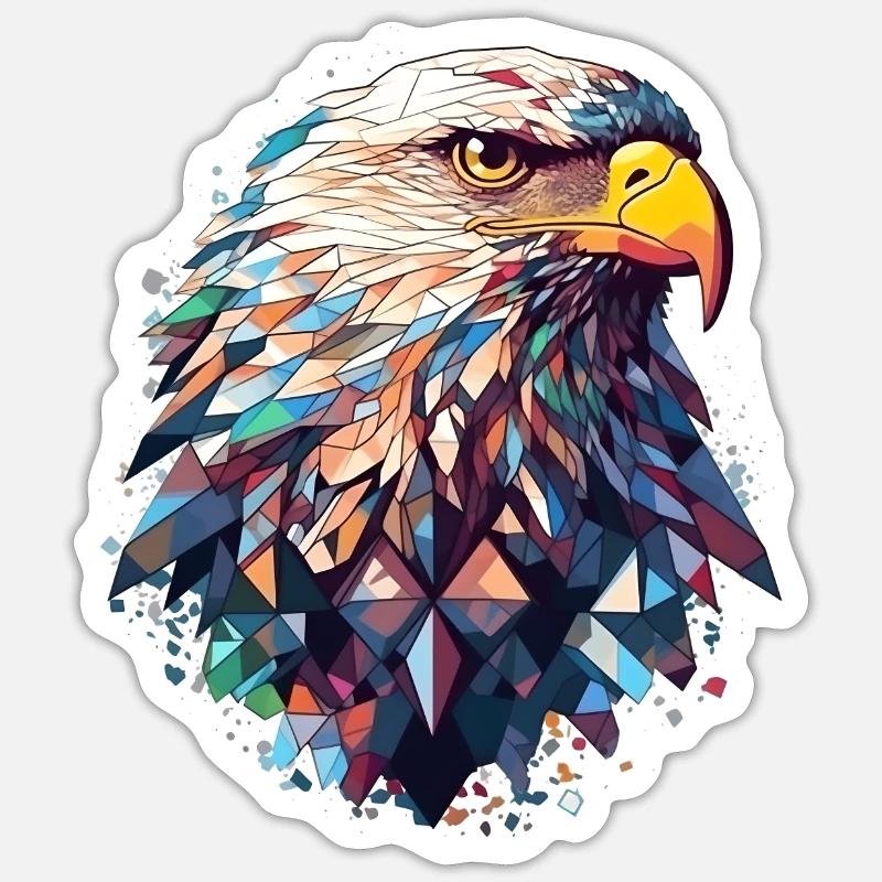 Adler polygon bunt - Sticker Größe S (10 x 10 cm) - Mattweiß