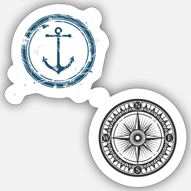 Maritime Double - Sticker taille S (10 x 10 cm) - blanc mat