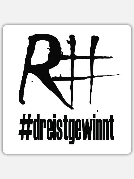 dreistgewinnt Design schwarz - Sticker Größe S (10 x 10 cm) - Mattweiß