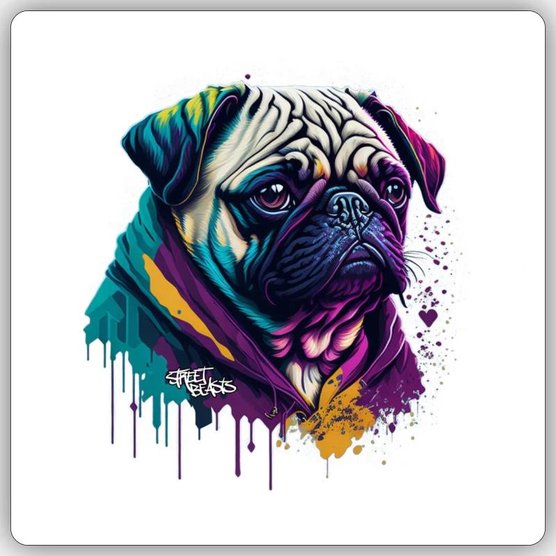 SB Mops - Sticker Größe S (10 x 10 cm) - Mattweiß