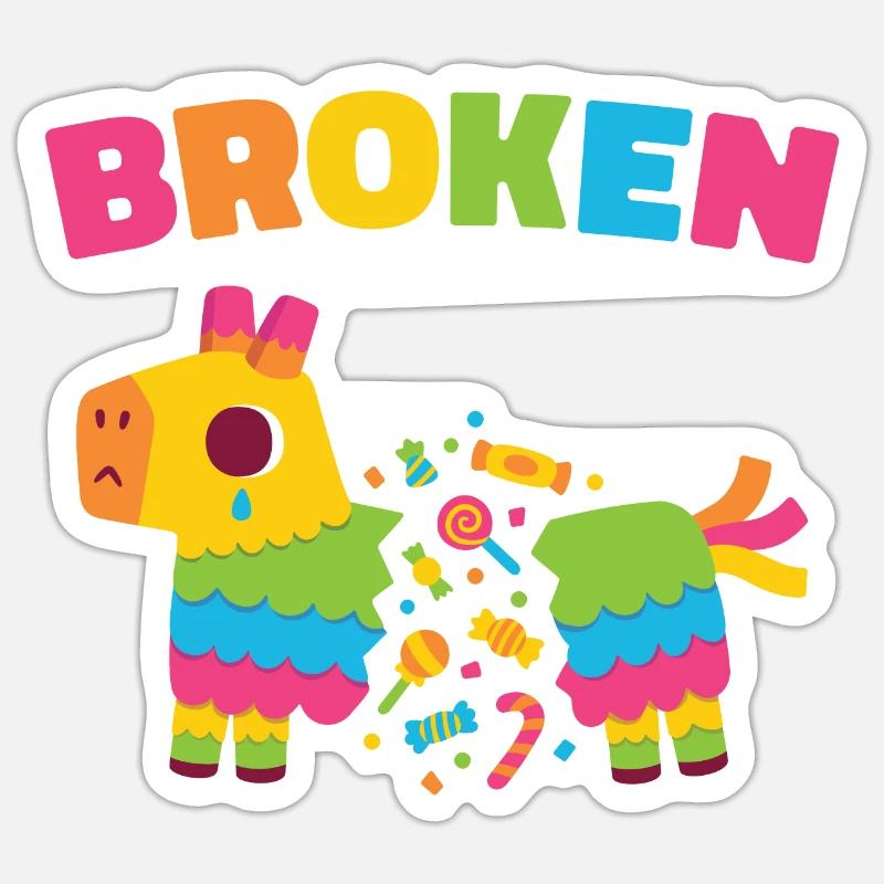 Triste âne Pinata cassé - Sticker taille S (10 x 10 cm) - blanc mat