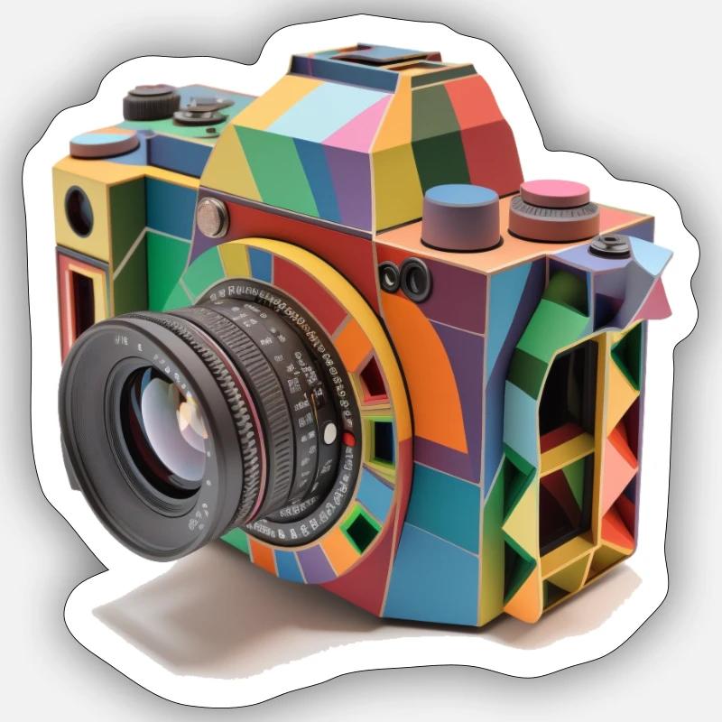 Conception de caméra multicolore et de pellicule Sticker taille S (10 x 10 cm)