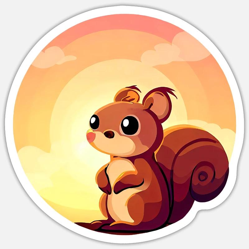 Eichhörnchen Rundes Sunset Design - Sticker Größe S (10 x 10 cm) - Mattweiß