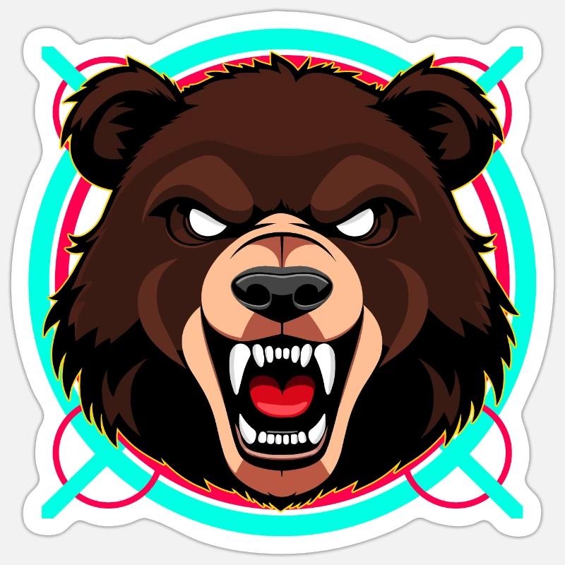 Wütender Bär Sticker Größe S (10 x 10 cm)