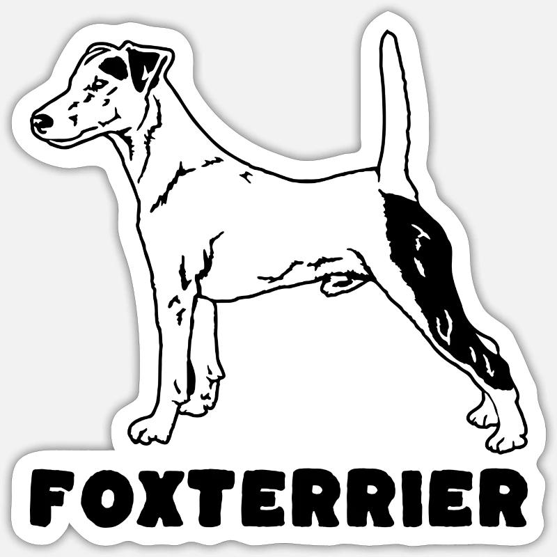 Fox Terrier standing with text Sticker size S (10 x 10 cm)