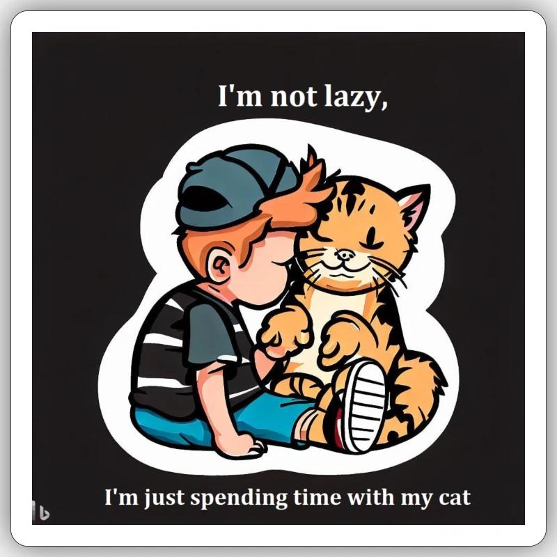 spending time with cat Sticker Größe S (10 x 10 cm)