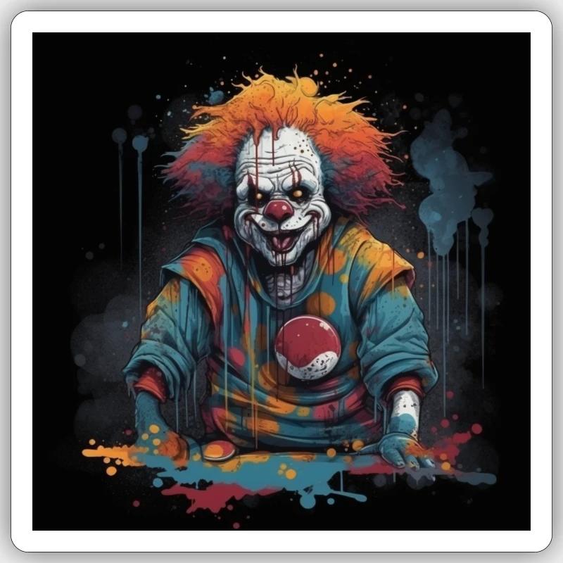 Explosive Farbe wütender Graffiti-Clown Sticker Größe S (10 x 10 cm)