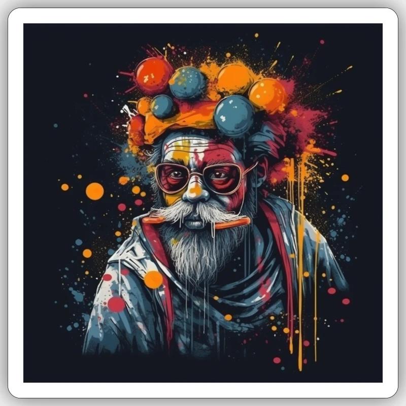 Explosive Farbe wütender Graffiti-Clown Sticker Größe S (10 x 10 cm)