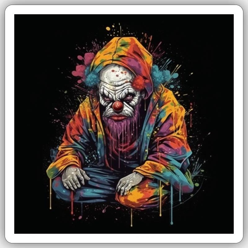 Explosive Farbe wütender Graffiti-Clown Sticker Größe S (10 x 10 cm)