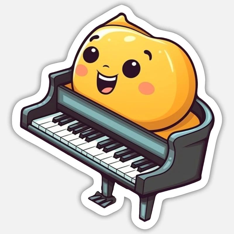Piano in comic style - Sticker size S (10 x 10 cm) - white matte