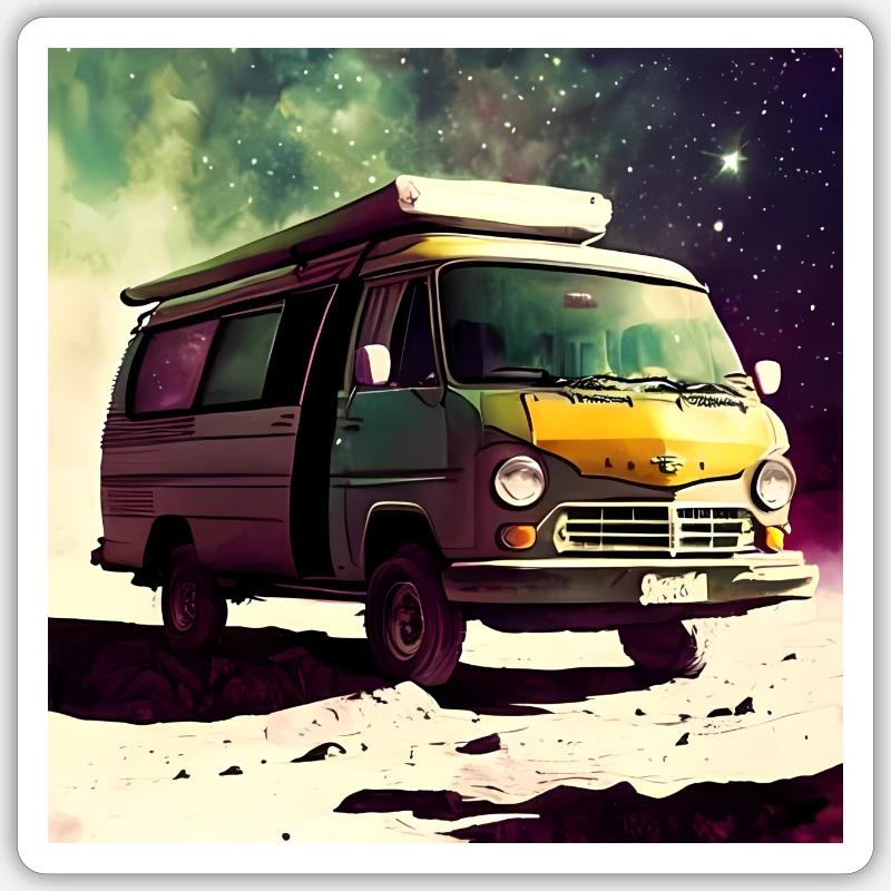 Space camper van Sticker size S (10 x 10 cm)