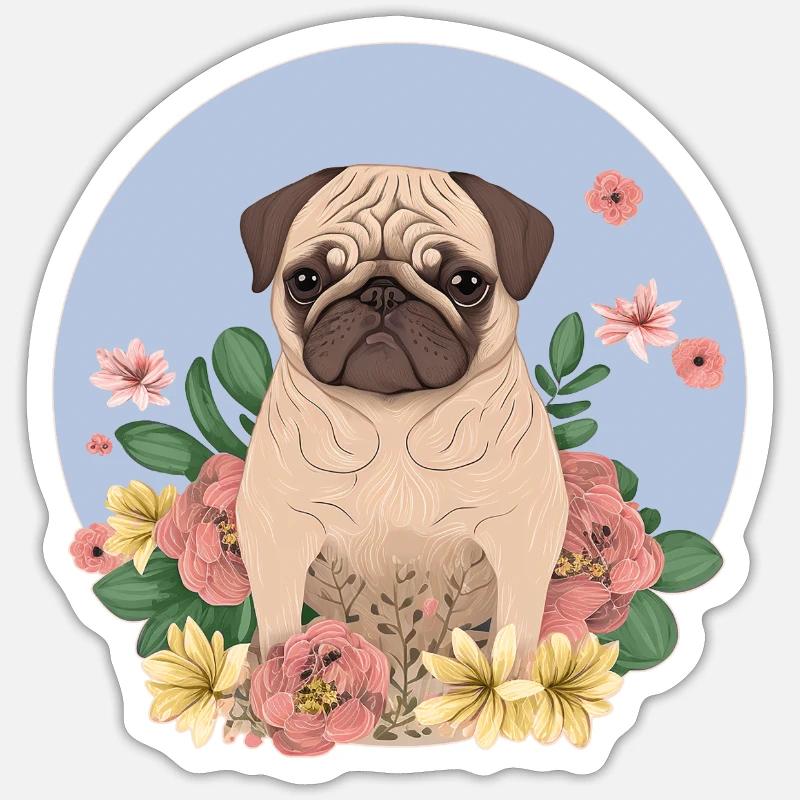 Pug - Sticker size S (10 x 10 cm) - white matte
