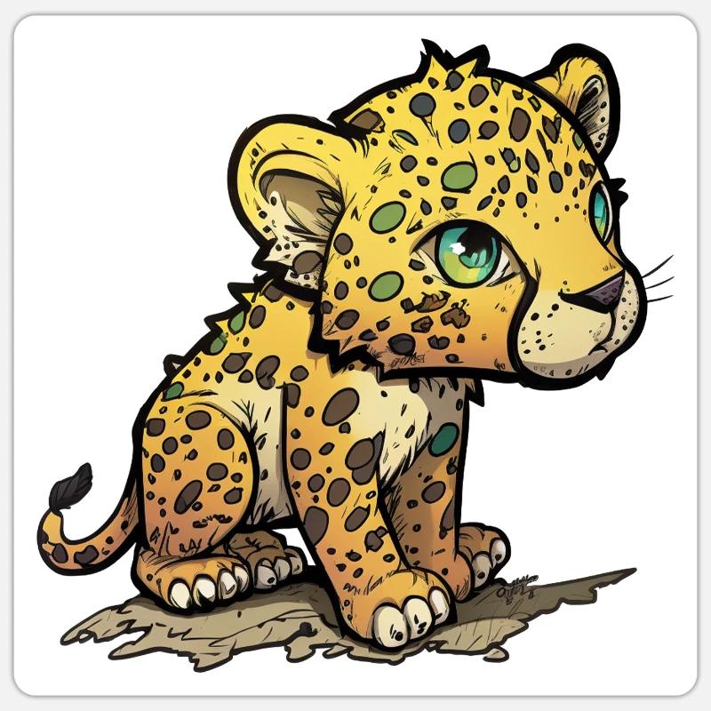 Style de bande dessinée léopard Sticker taille S (10 x 10 cm)