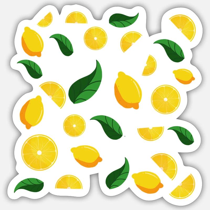 Lemons and Leaves Pattern Sticker size S (10 x 10 cm)