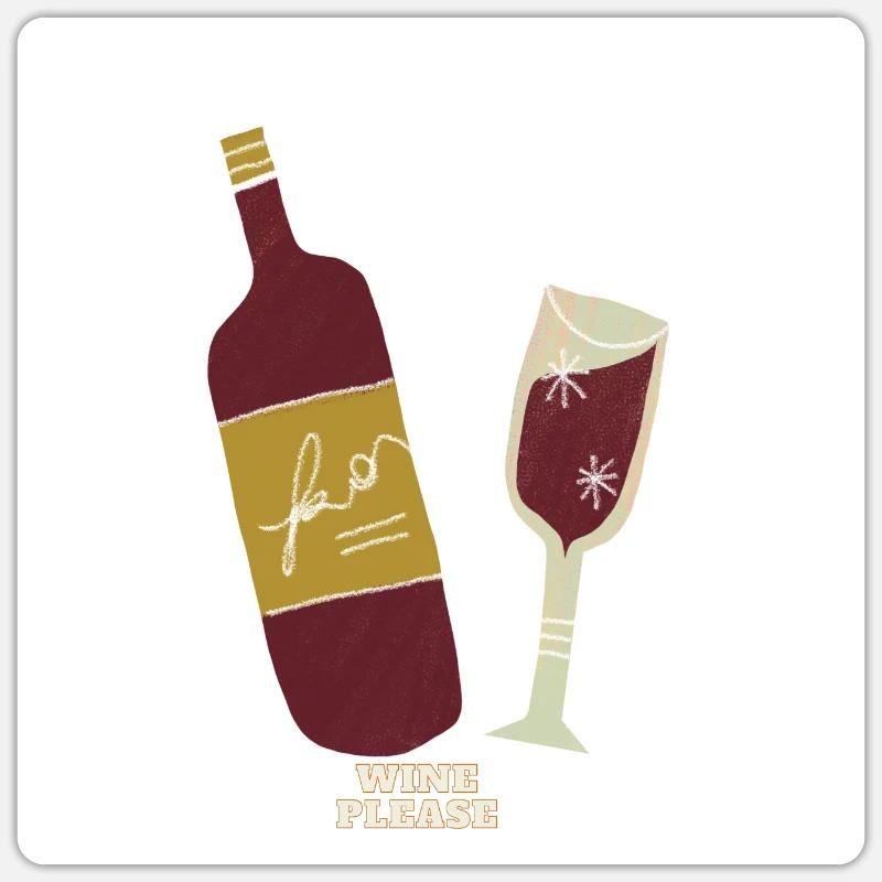 Wein bitte - Sticker Größe S (10 x 10 cm) - Mattweiß