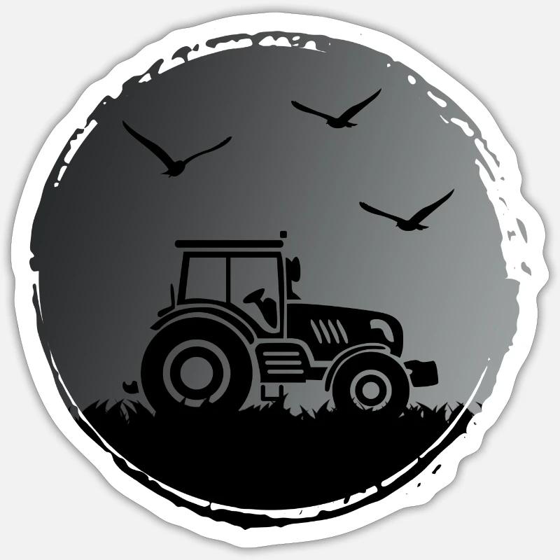 Traktor Traktorfahrer "Ernte im Mondschein" Sticker Größe S (10 x 10 cm)