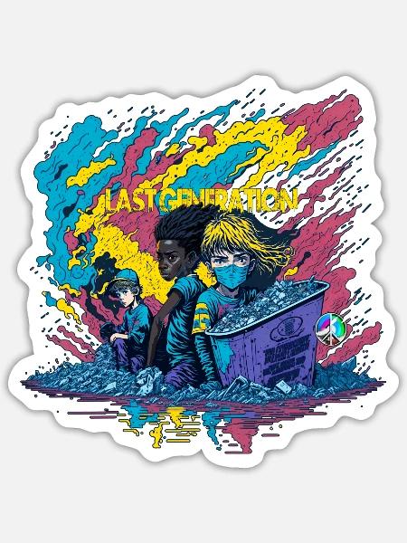 Peace Kids in Trash - Sticker Größe S (10 x 10 cm) - Mattweiß