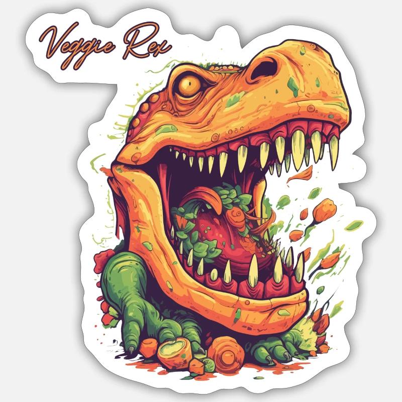 Veggie Rex - Sticker Größe S (10 x 10 cm) - Mattweiß