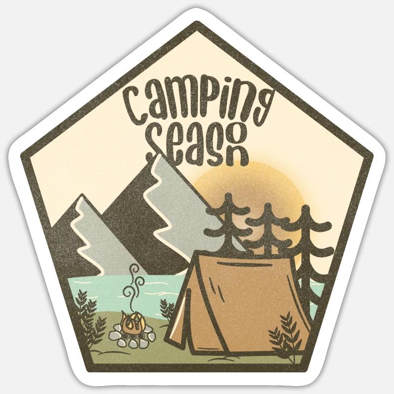 Saison de camping - Sticker taille S (10 x 10 cm) - blanc mat