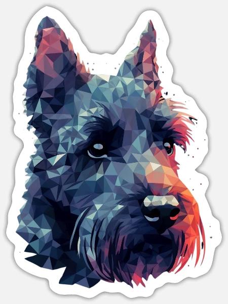 Farbenfrohes Scottish-Terrier-Kunstdesign - Sticker Größe S (10 x 10 cm) - Mattweiß