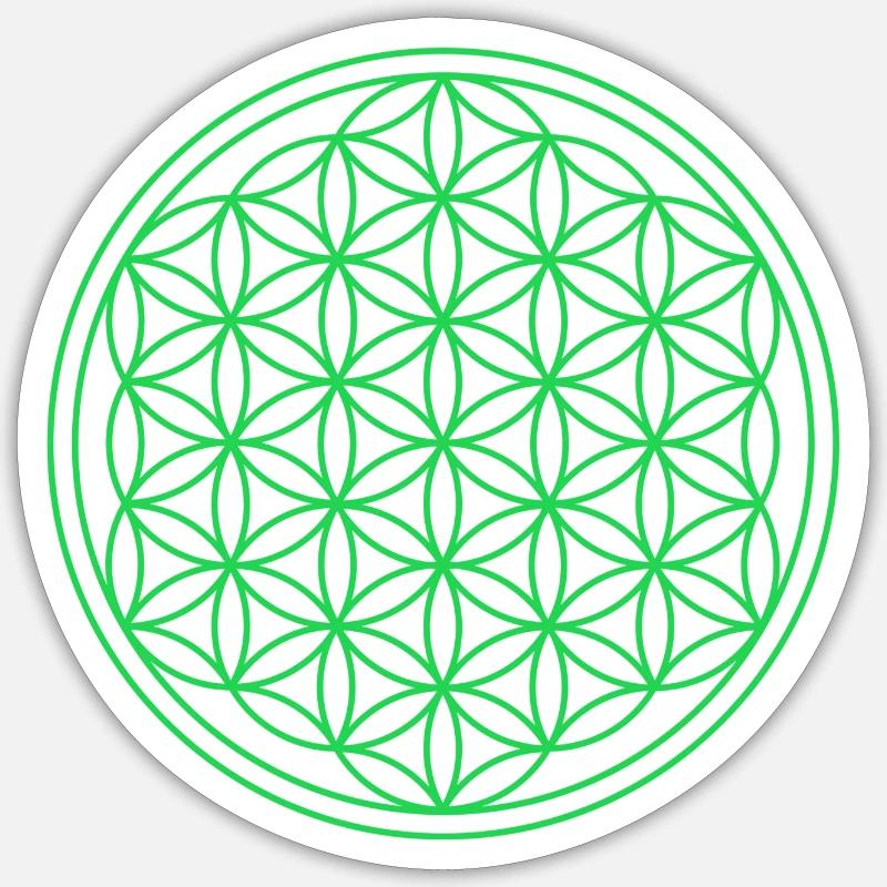 Chakra Fleur de Vie Yoga Vert - Sticker taille S (10 x 10 cm) - blanc mat