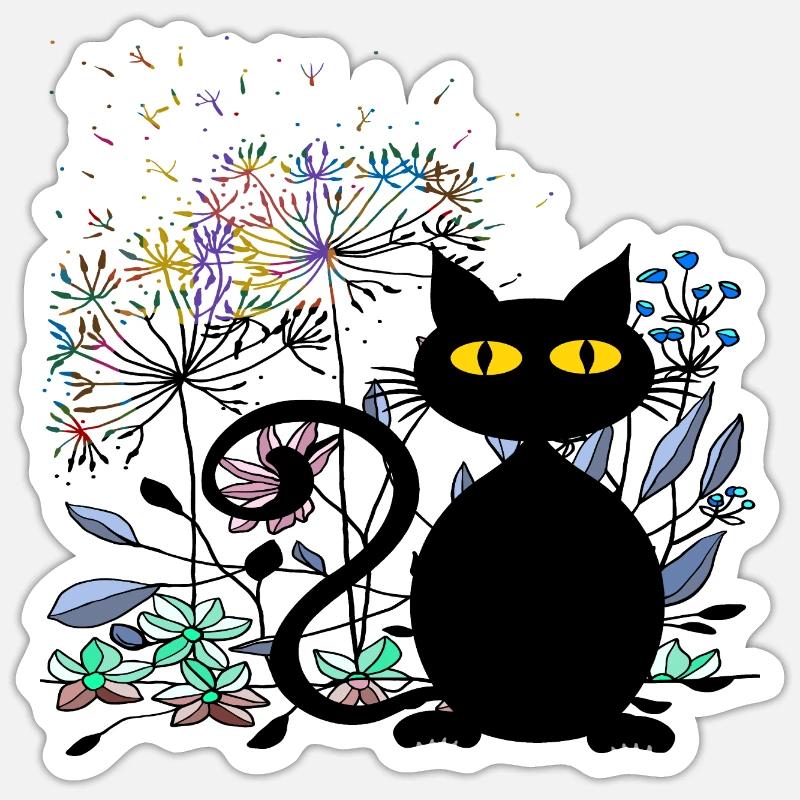 Chat - Sticker taille S (10 x 10 cm) - blanc mat