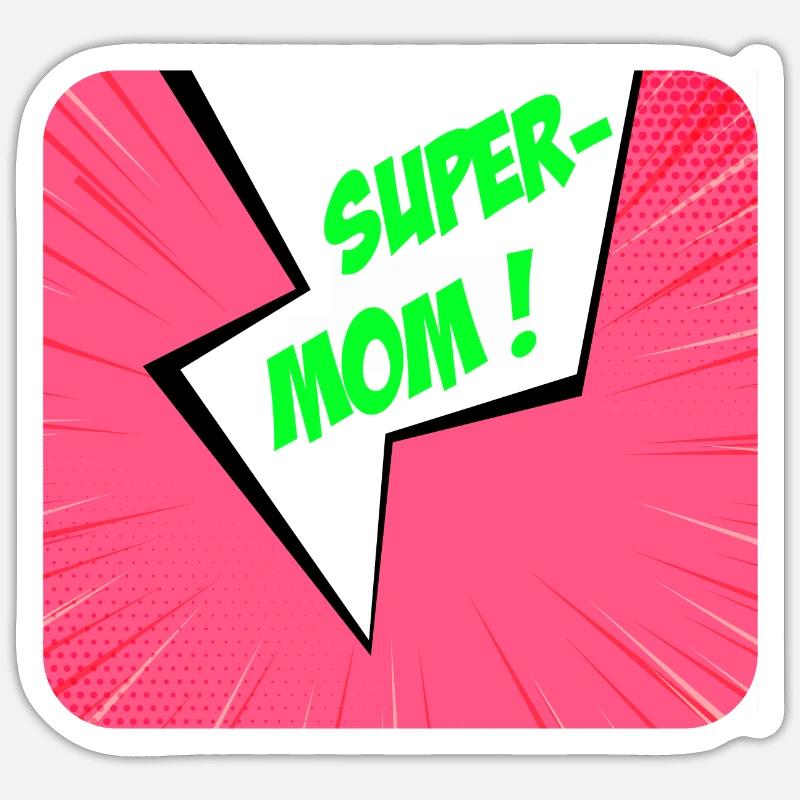 Supermom, Superheldin. Beste Mama. Comicbuch. Sticker Größe S (10 x 10 cm)
