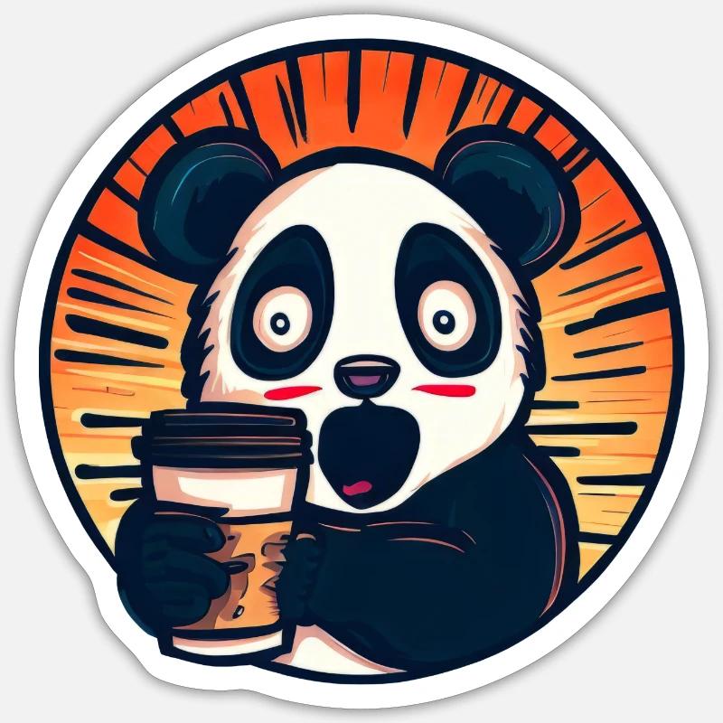 Panda Coffee Caffeine Shock Sticker size S (10 x 10 cm)