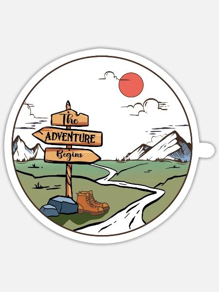 Das Abenteuer beginnt - Sticker Größe S (10 x 10 cm) - Mattweiß