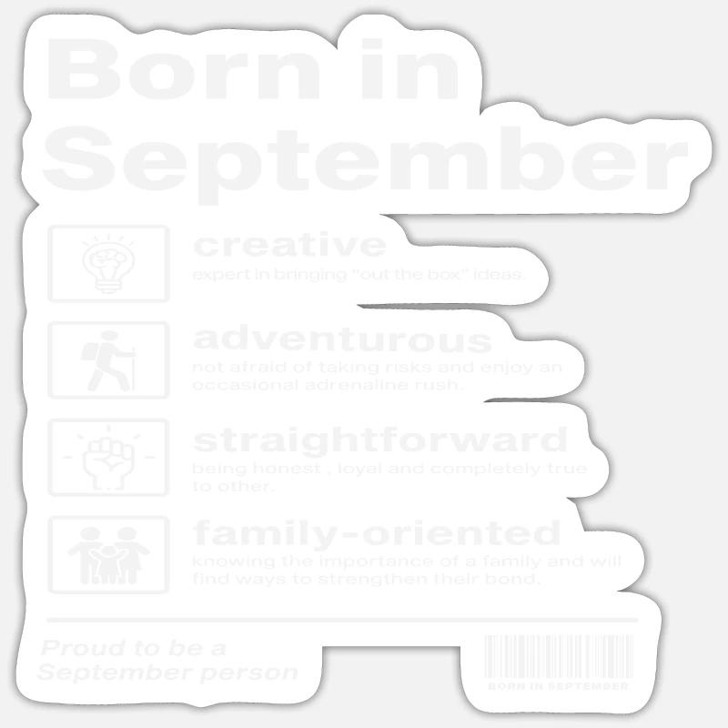 Né en septembre - Sticker taille S (10 x 10 cm) - blanc mat