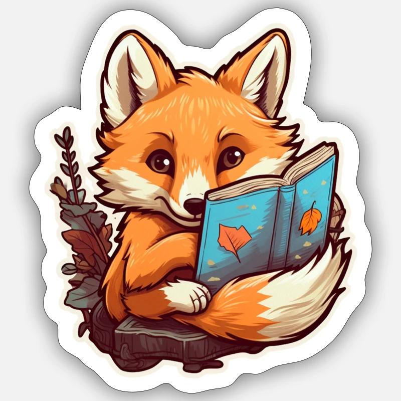 Lesefuchs Sticker Sticker Größe S (10 x 10 cm)