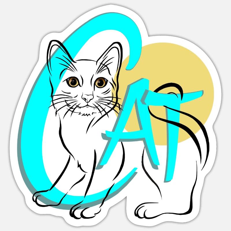 CHAT - Sticker taille S (10 x 10 cm) - blanc mat