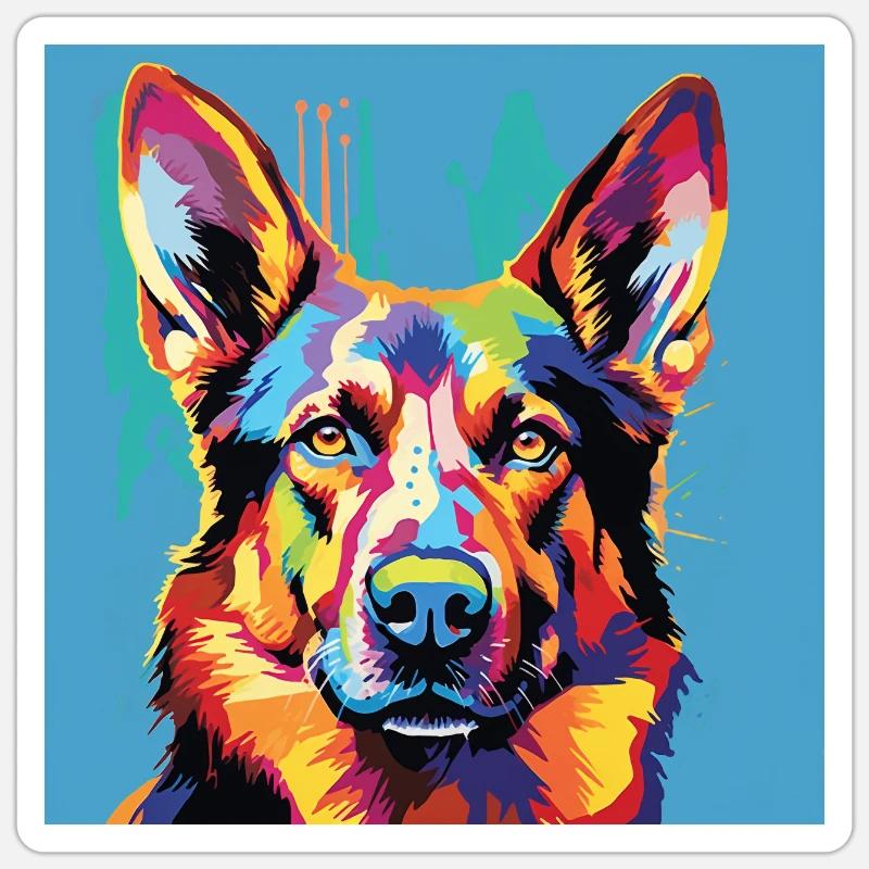 German Shepherd Pop Art - Sticker size S (10 x 10 cm) - white matte