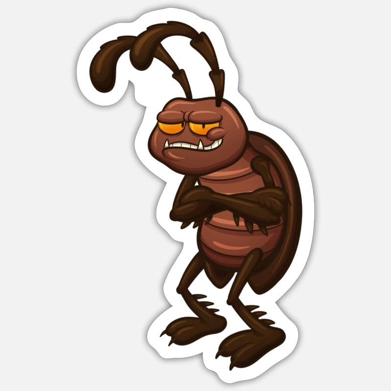 Cafard de dessin animé - Sticker taille S (10 x 10 cm) - blanc mat
