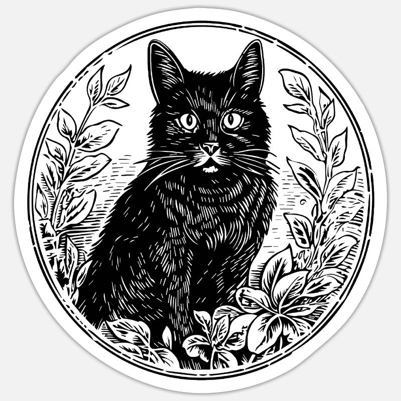 Chat chaton chaton dame - Sticker taille S (10 x 10 cm) - blanc mat