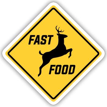 Fast Food Hirsch Lustige Jagdsaison - Sticker Größe S (10 x 10 cm) - Mattweiß - Vorne