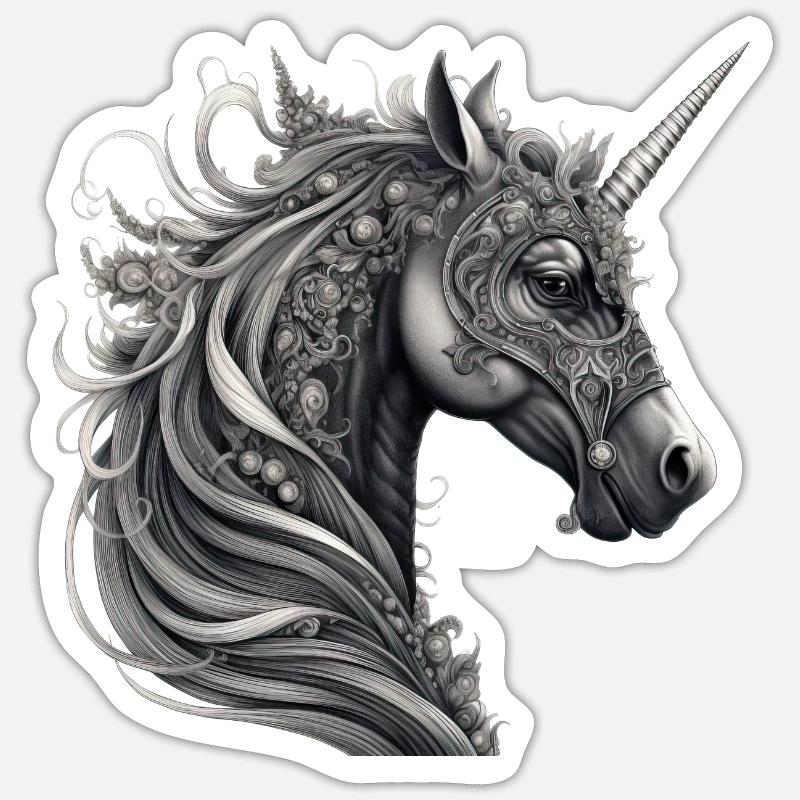 Goth Gothic Einhorn Mystisch Horror Düster Sticker Größe S (10 x 10 cm)