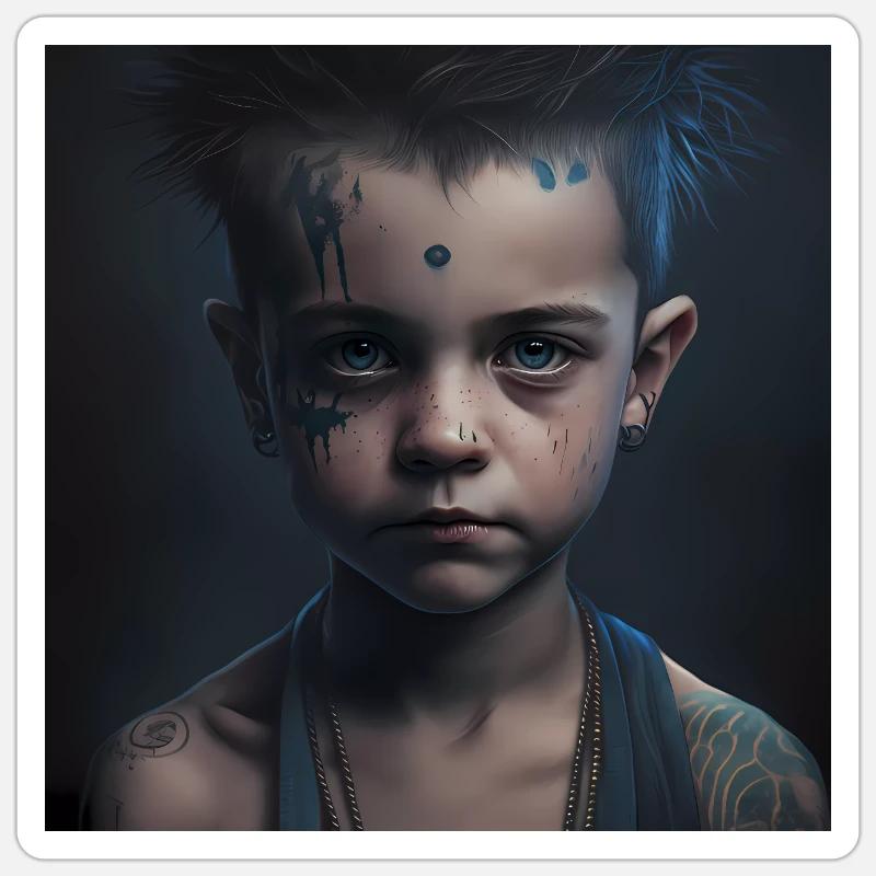 Enfants tatoués Sticker taille S (10 x 10 cm)