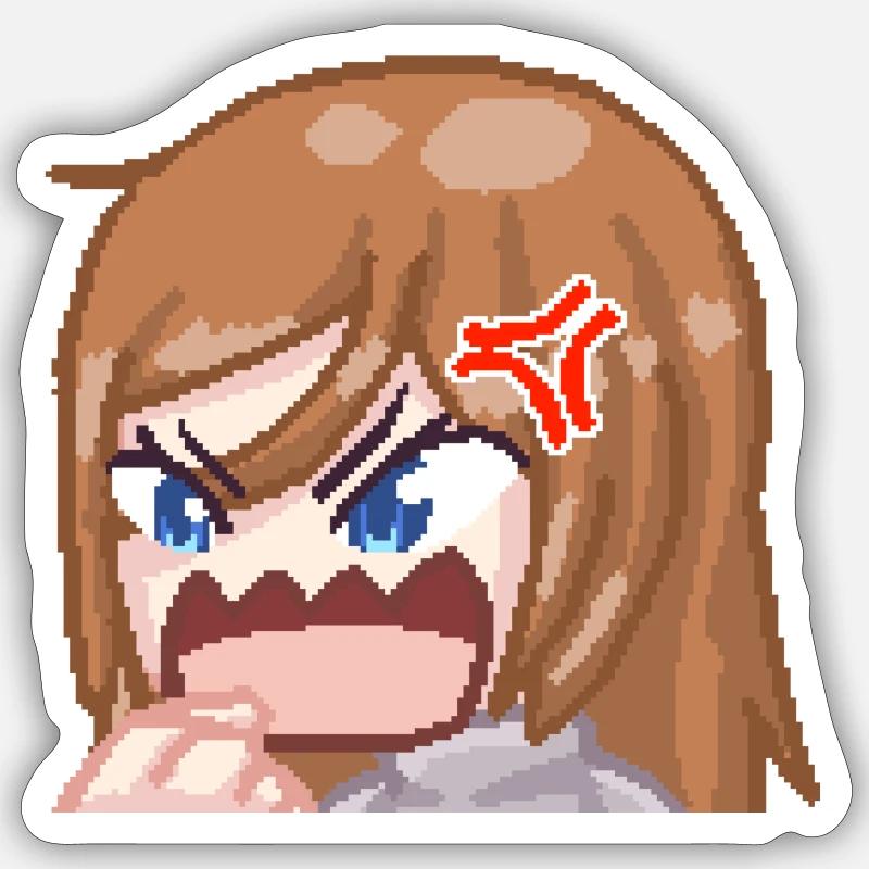 Pillowg1rl Emote Rage - Sticker Größe S (10 x 10 cm) - Mattweiß