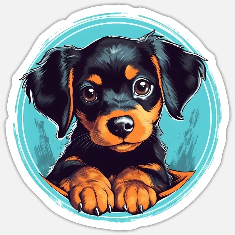 Chiot mignon - Sticker taille S (10 x 10 cm) - blanc mat