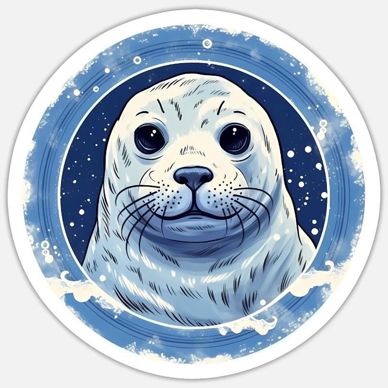 Phoque mignon - Sticker taille S (10 x 10 cm) - blanc mat
