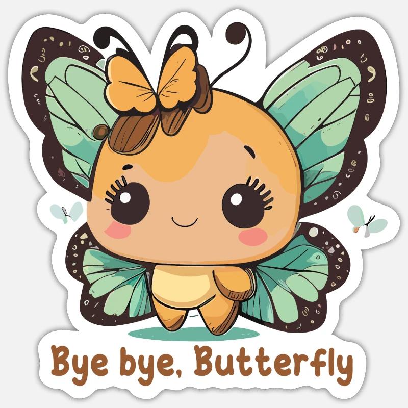 Bye bye, Butterfly Sticker taille S (10 x 10 cm)