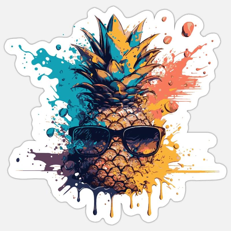 Drôle de fruit d’ananas - Sticker taille S (10 x 10 cm) - blanc mat