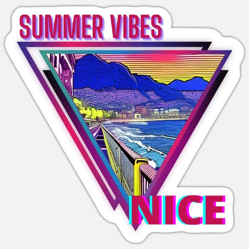 Summer Vibes Nice - Sticker taille S (10 x 10 cm) - blanc mat